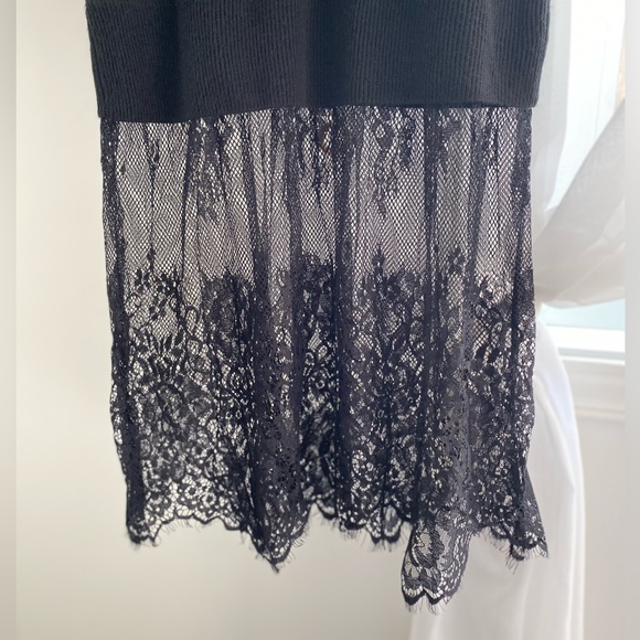 CALIFORNIA MOONRISE Black Long-sleeve Dress with Lace Detailing - Picture 2 of 7